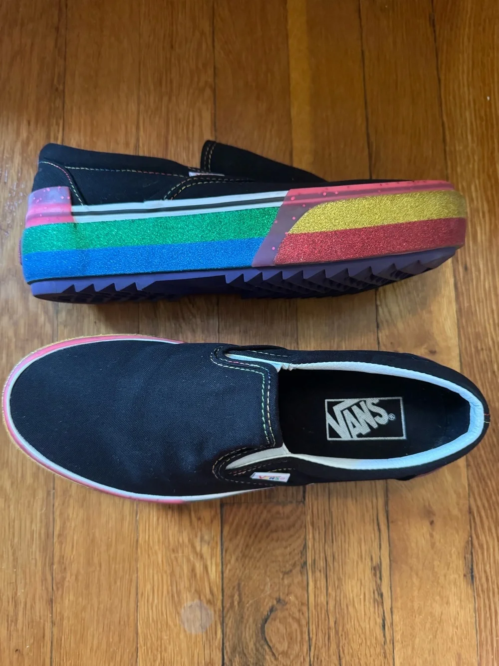 VANS Classic Slip-on Stacked Platform Rainbow Sneaker